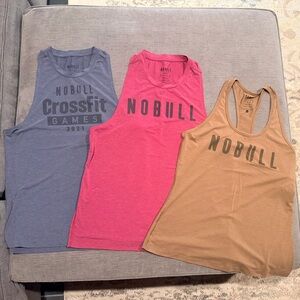 Lot of 3 NOBULL Women's Tanks - Gray, Pink, Tan